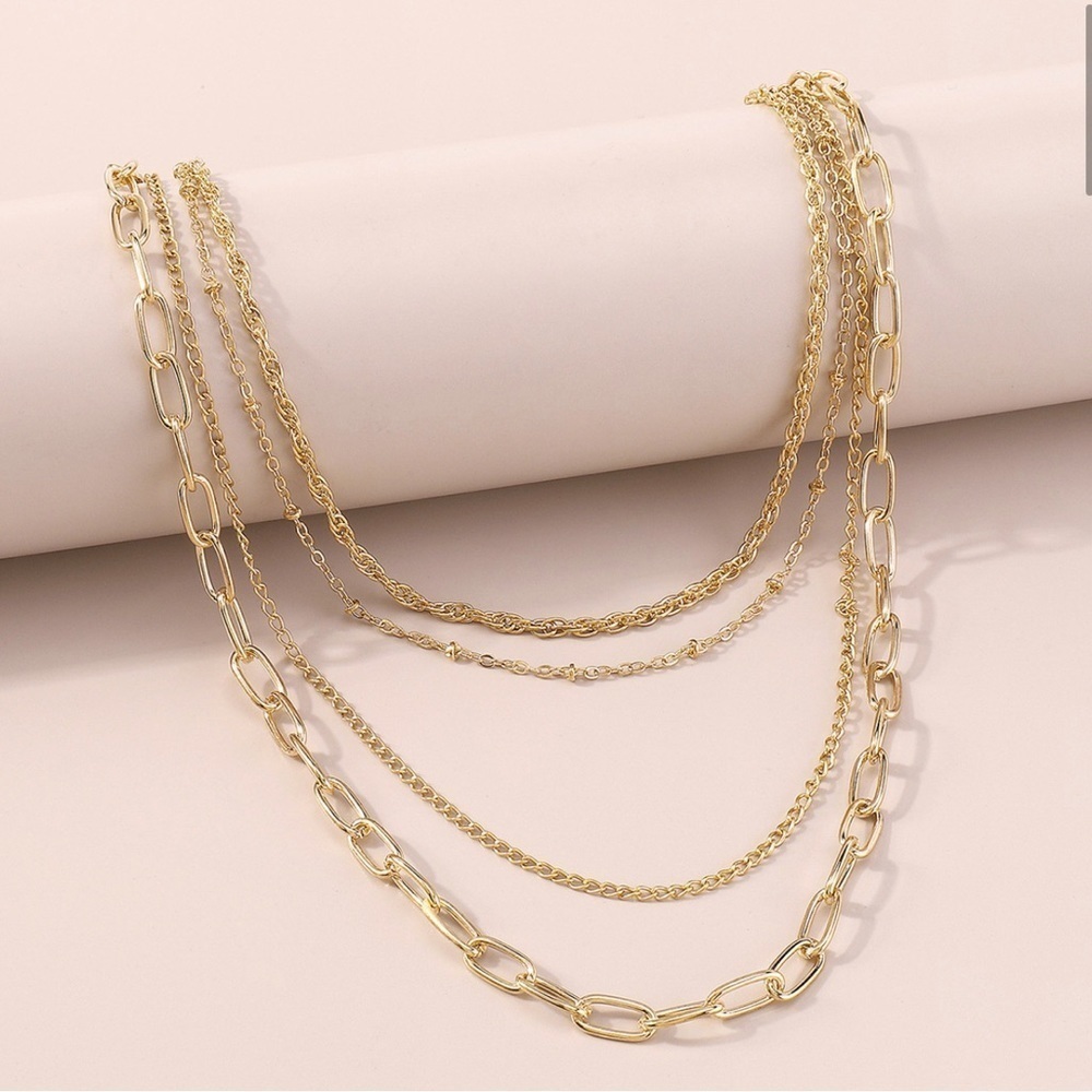 Classic gold layered chain necklace